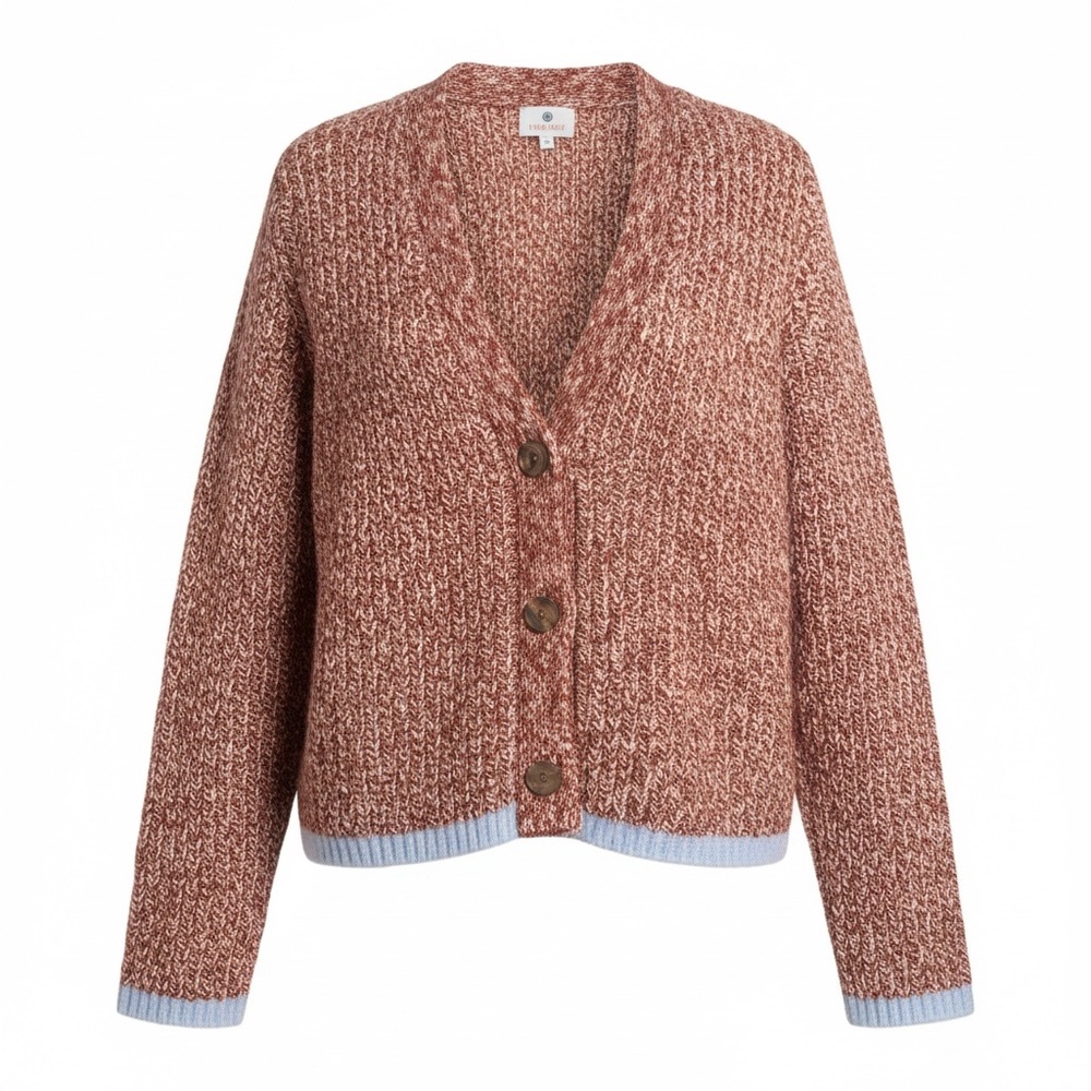 Sundry Marled Button-Up Cardigan - Brown and Cream